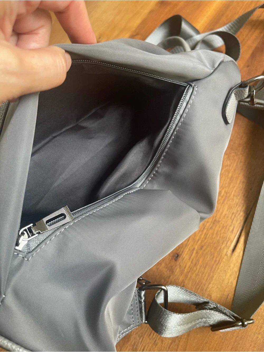 Convertible Grey Two-Tone Backpack Tote - Women's Bag
